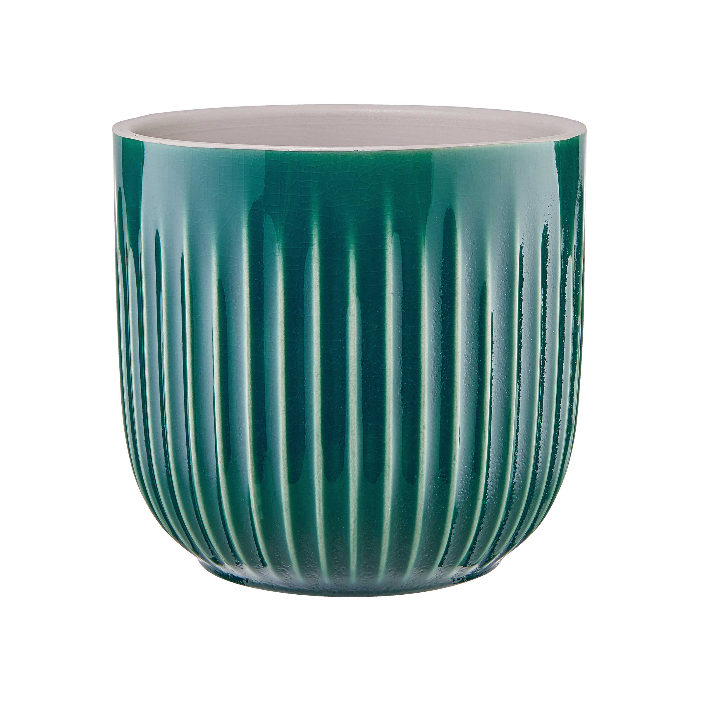 GROOVE flower pot Ø13,5cm, petrol