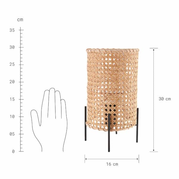STILO rattan table lamp with metal rack - Image 3