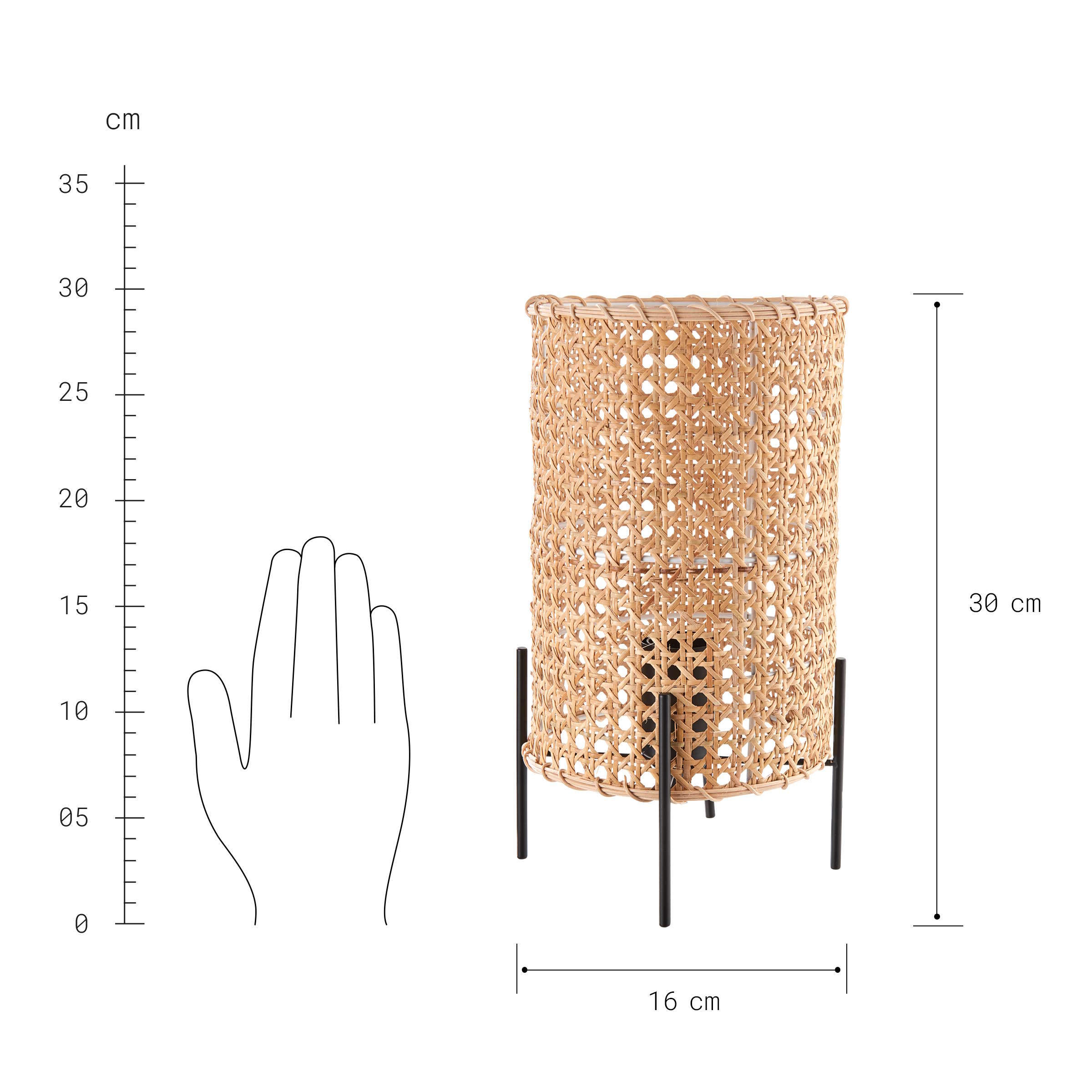 STILO rattan table lamp with metal rack - Image 3