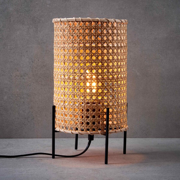 STILO rattan table lamp with metal rack