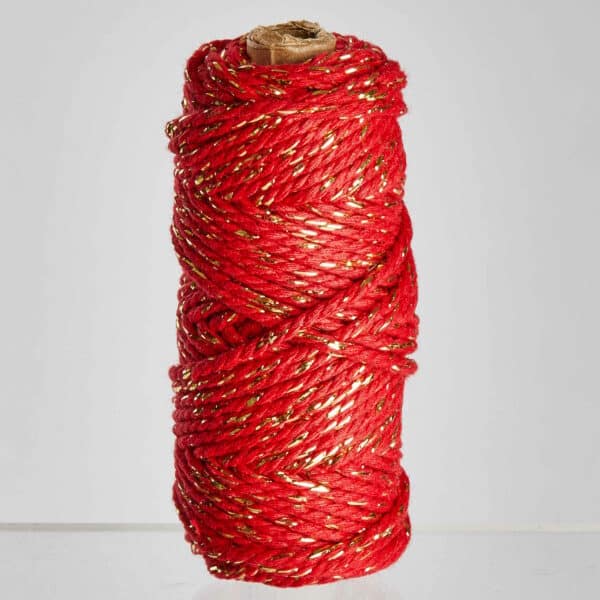 RIBBON <span>cord with lurex 25m x Ø4mm red</span>