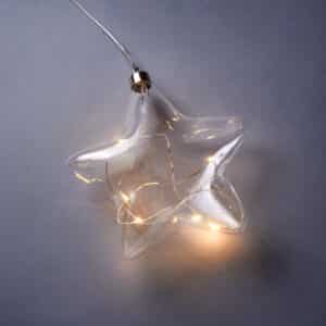 GLOW IN THE DARK <span>LED glass star with USB battery compartment</span>