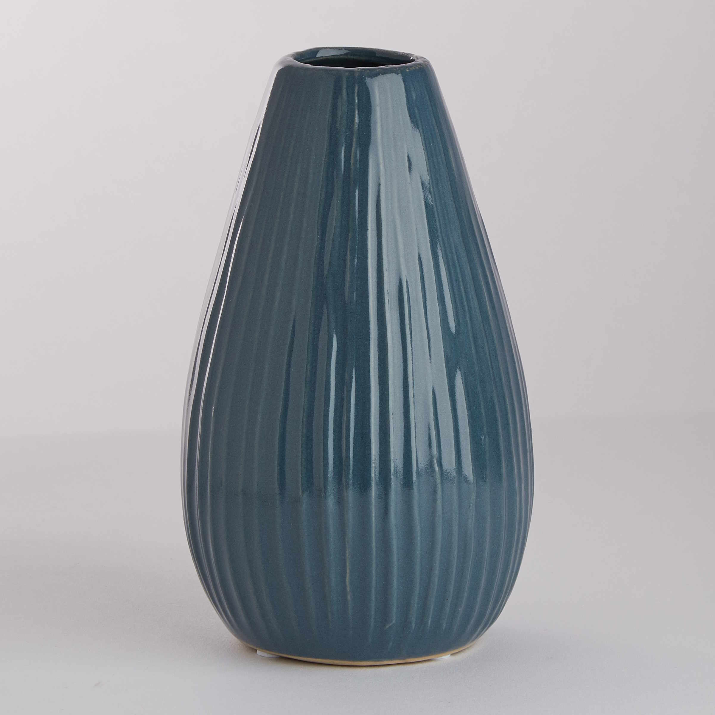 RIFFLE ceramic vase 15,5cm deepdive blue BUTLERS Malta