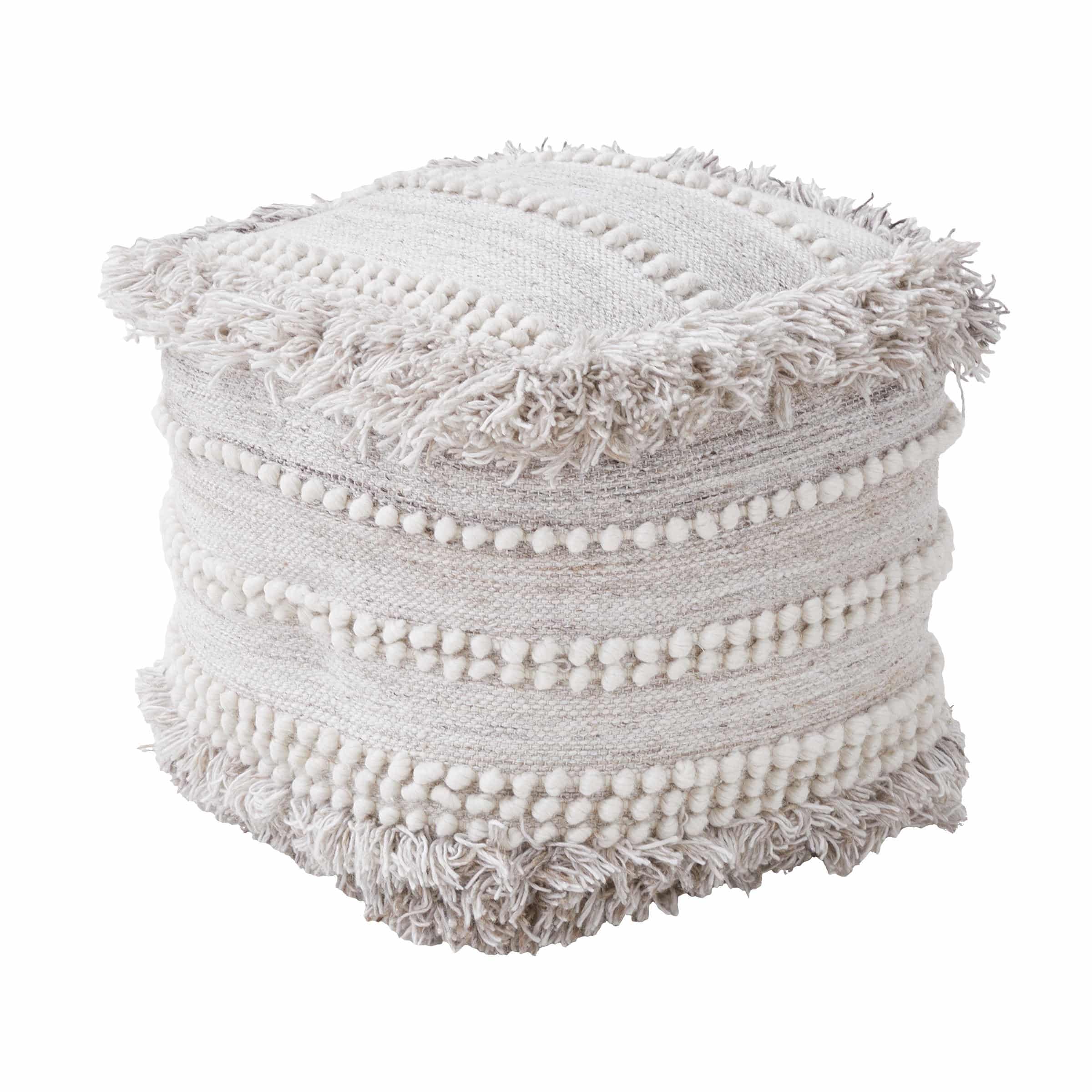 BOHO LOUNGE Woll-Pouf mit Troddeln