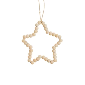 HANG ON <span>Pendant star made of wooden beads height 11cm</span>