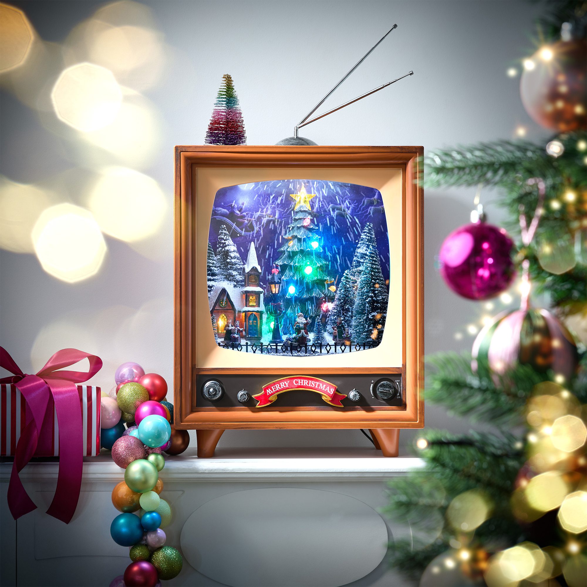 SANTA TV Retro TV w. LED & music, 50cm - Image 2