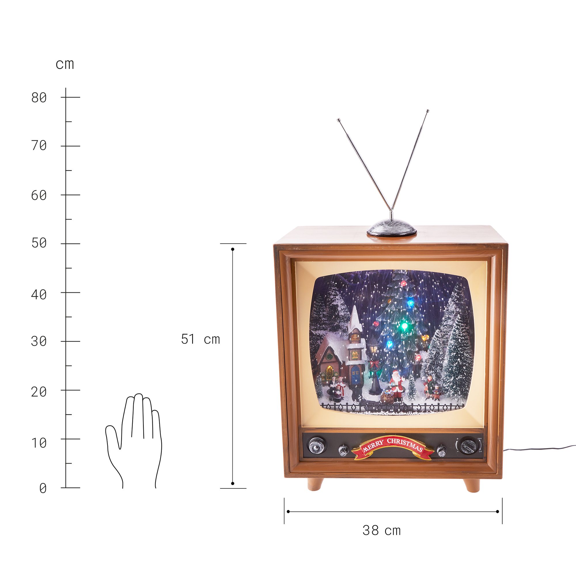 SANTA TV Retro TV w. LED & music, 50cm - Image 10