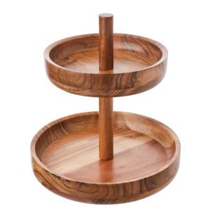 ACACIA wood tray 2 layers h 27 cm