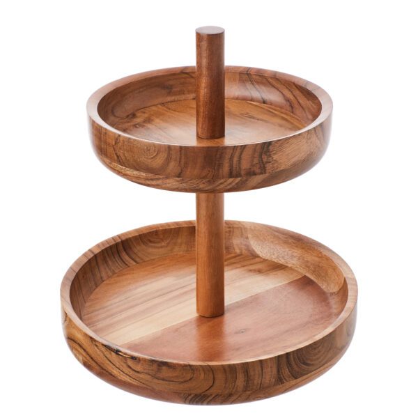 ACACIA wood tray 2 layers h 27 cm
